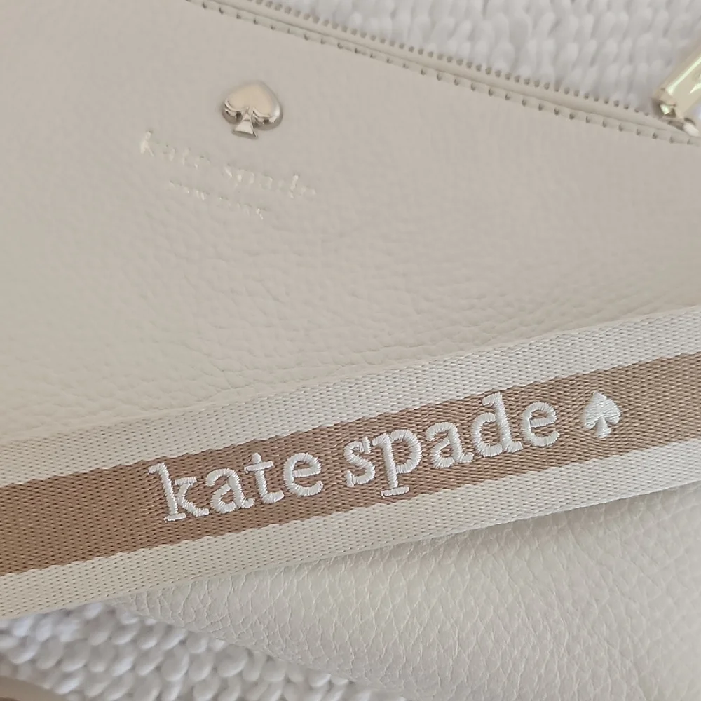 kate spade Cream Pebbled Leather Crossbody with Logo Strap - Picture 8 of 12